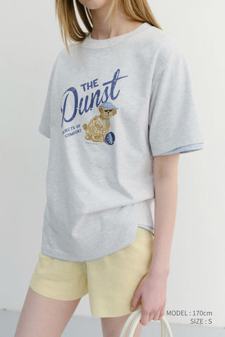 UNISEX DRAWING PUPPY T-SHIRT LIGHT MELANGE GREY