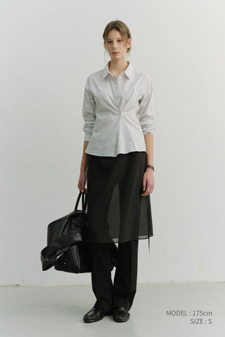 SEMI BOOT-CUT SLIM SLACKS BLACK