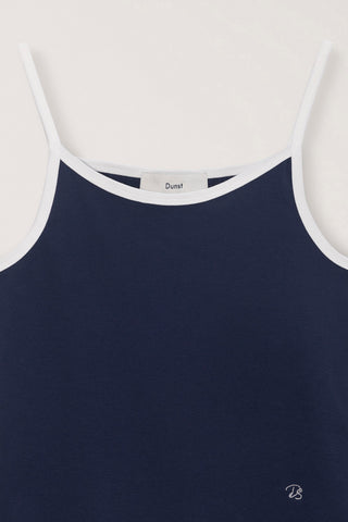 2-TONE TRIM SLEEVELESS TOP NAVY IVORY