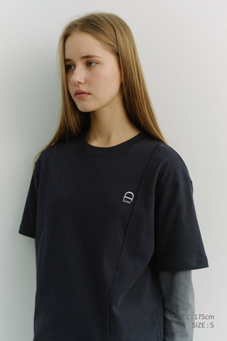 UNISEX LOGO CREASE T-SHIRT FRENCH NAVY