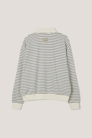 UNISEX STRIPED LOGO COLLARED T-SHIRT IVORY STRIPE