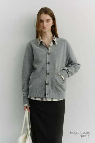 UNISEX BOYFRIEND KNIT CARDIGAN MELANGE GREY