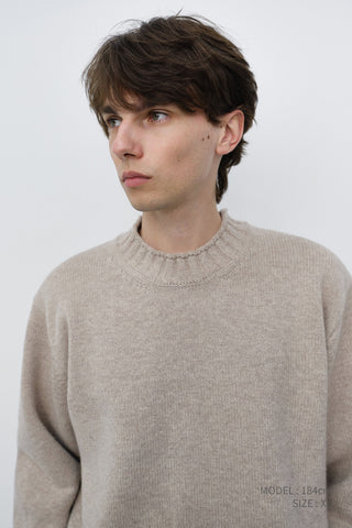 UNISEX CHUNKY ROLL NECK SWEATER LIGHT PEBBLE