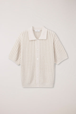 CROCHET COLLARED CARDIGAN IVORY
