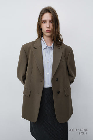 ESSENTIAL 2 BUTTON WOOL BLAZER MOCHA BROWN