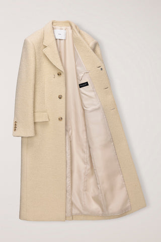 UNISEX 2-WAY 3 BUTTON BOUCLE WOOL COAT BUTTER CREAM