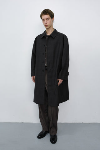UNISEX H-LINE WOOL MAC COAT BROWN CHECK