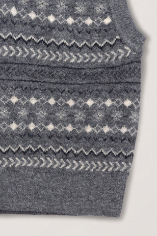 UNISEX CRAFTED V-NECK KNIT VEST GREY