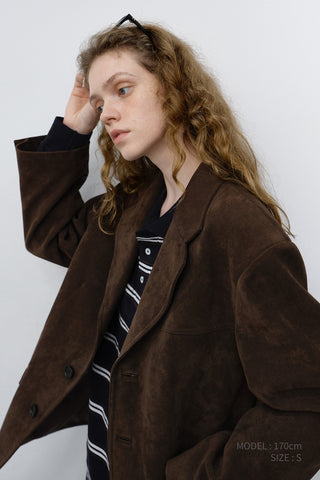 UNISEX RELAXED ALTER-SUEDE HALF JACKET BROWN