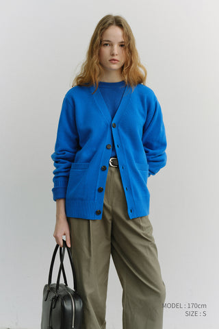 UNISEX BOYFRIEND KNIT CARDIGAN BLUE