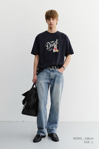 UNISEX DRAWING PUPPY T-SHIRT FRENCH NAVY