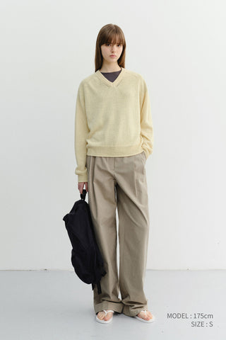 SUMMER DOUBLE PLEATED CHINO SLACKS KHAKI