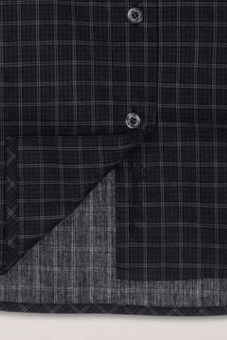 ESSENTIAL SLIM CHECKED SHIRT BLACK