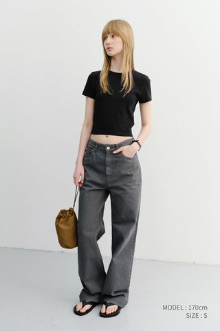 CROPPED SLIM TOP BLACK
