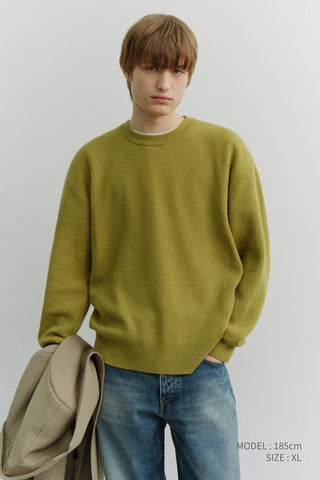 UNISEX BUTTONED CREWNECK SWEATER OLIVE