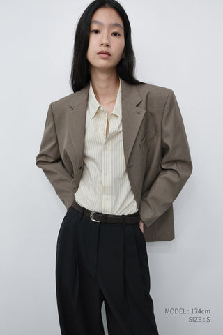 UNISEX CLASSIC 3 BUTTON WOOL BLAZER KHAKI BEIGE