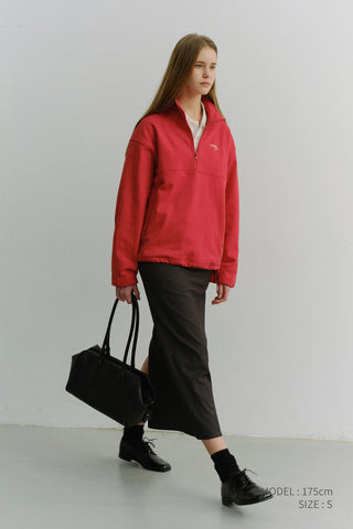 UNISEX RELAXED HALF ZIP-UP SWEATSHIRT RED