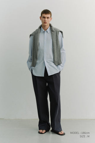 PLEATED CHINO SLACKS NAVY