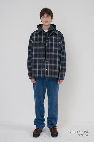 UNISEX QUILTED FLANNEL SHIRT NAVY CHECK