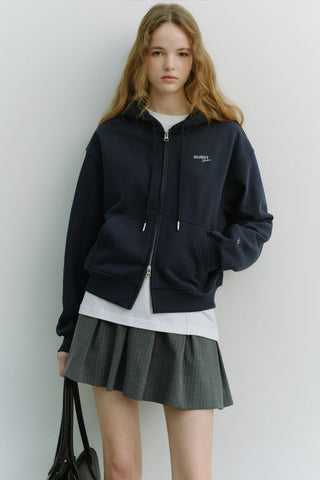 UNISEX CROPPED ZIP-UP HOODIE NAVY
