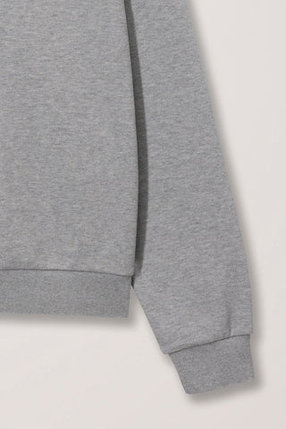 UNISEX LEATHER LOGO COLLARED T-SHIRT MELANGE GREY