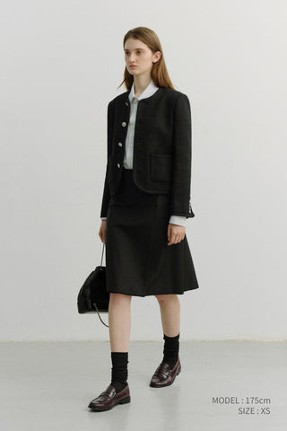 UNISEX CLASSIC BOUCLE TWEED JACKET BLACK
