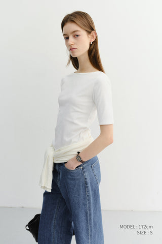 ESSENTIAL BOAT NECK T-SHIRT OFF WHITE