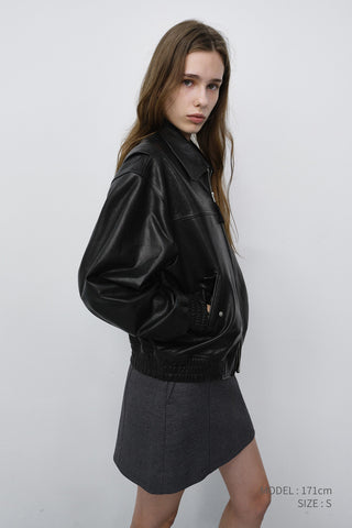 UNISEX REFINED LEATHER BLOUSON BLACK