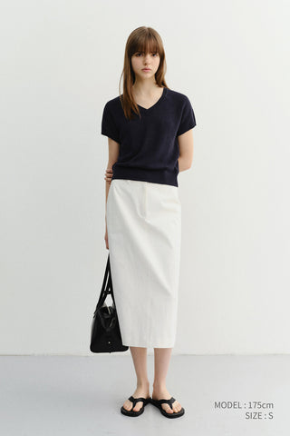SUMMER LINEN V-NECK KNIT NAVY