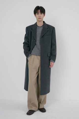 UNISEX 2-WAY 3 BUTTON CASHMERE COAT CHARCOAL GREY