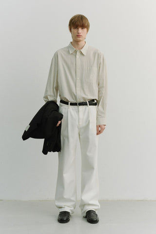 UNISEX 2-WAY OVERSIZED STRIPED SHIRT IVORY STRIPE