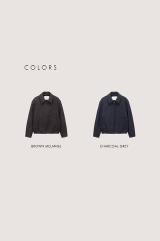 UNISEX COLLARED WOOL BLOUSON CHARCOAL GREY