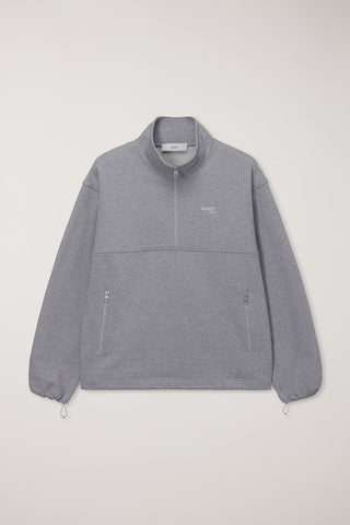 UNISEX RELAXED HALF ZIP-UP SWEATSHIRT MELANGE GREY