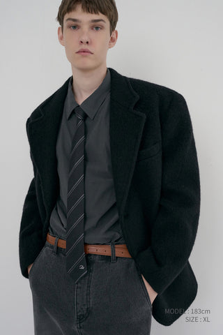 UNISEX ALPACA BLAZER COAT BLACK