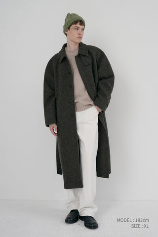 UNISEX RELAXED BALMACAAN COAT BROWN TWEED