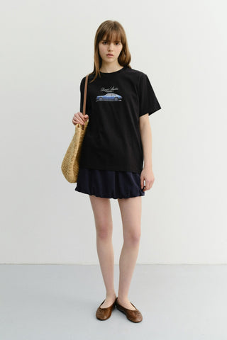 UNISEX SUMMER HOLIDAY CAR T-SHIRT BLACK