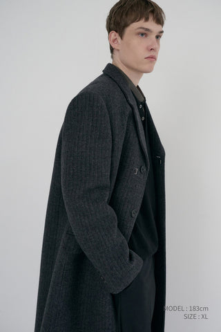 UNISEX 2-WAY 3 BUTTON COAT GREY STRIPE