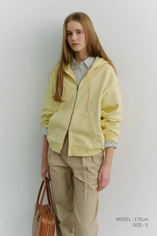 UNISEX GARMENT DYED ZIP-UP HOODIE VANILLA BUTTER
