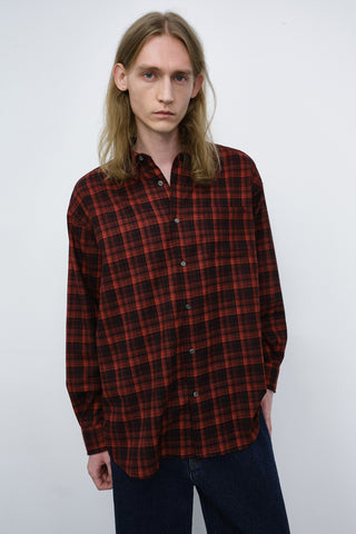 UNISEX CHECKED FLANNEL BD SHIRT RED