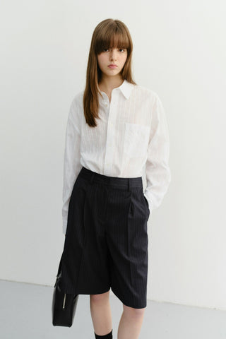 UNISEX CLASSIC OVERSHIRT WHITE STRIPE
