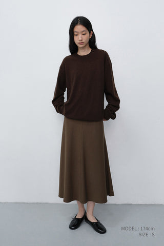 FLUID LONG SKIRT KHAKI BROWN