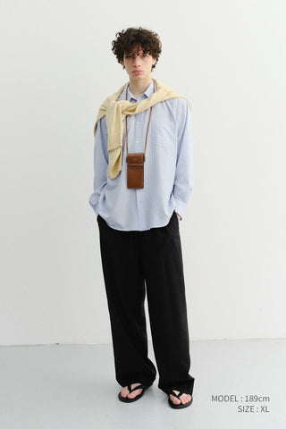 UNISEX CLASSIC STRIPED BD OVERSHIRT BLUE