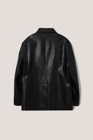 UNISEX 3 BUTTON ALTER-LEATHER BLAZER BLACK