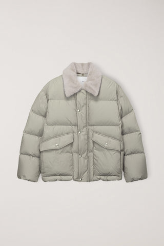 UNISEX COLLARED GOOSE DOWN JACKET BEIGE