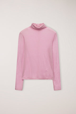 ESSENTIAL ROLL NECK TOP SOFT PINK