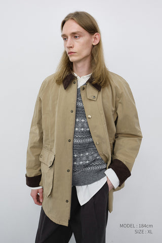 UNISEX WAXED COTTON HUNTING JACKET BEIGE