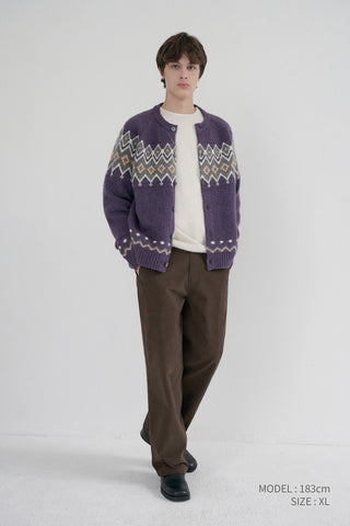 UNISEX CHUNKY PATTERN CARDIGAN PURPLE