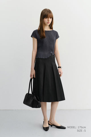 PLEATS BLOUSE CHARCOAL GREY