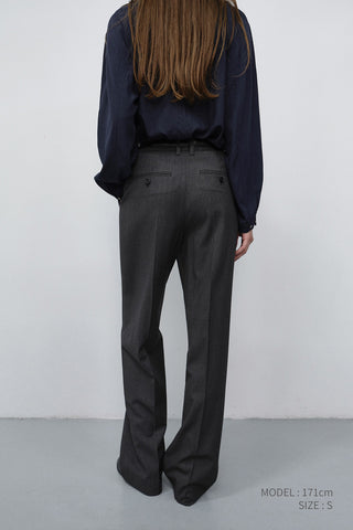 PLEATED SEMI-WIDE SLACKS CHARCOAL GREY