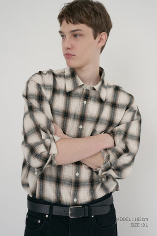 UNISEX WINTER FLANNEL CHECKED SHIRT BEIGE